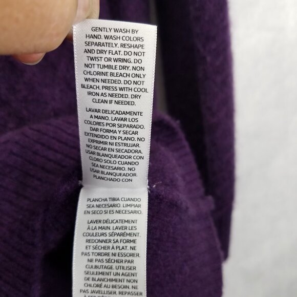 Lark & Ro Cashmere Sweater Womens M Crew Neck Diamond Cable Knit Purple Pullover - Picture 10 of 14